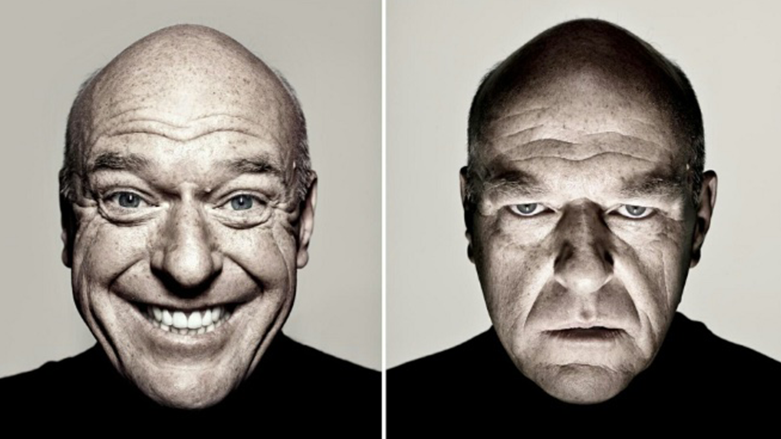 Dean Norris doing the happy/sad face meme.