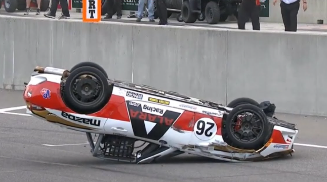 A crashed car upside down since I barely fielded a lineup this week